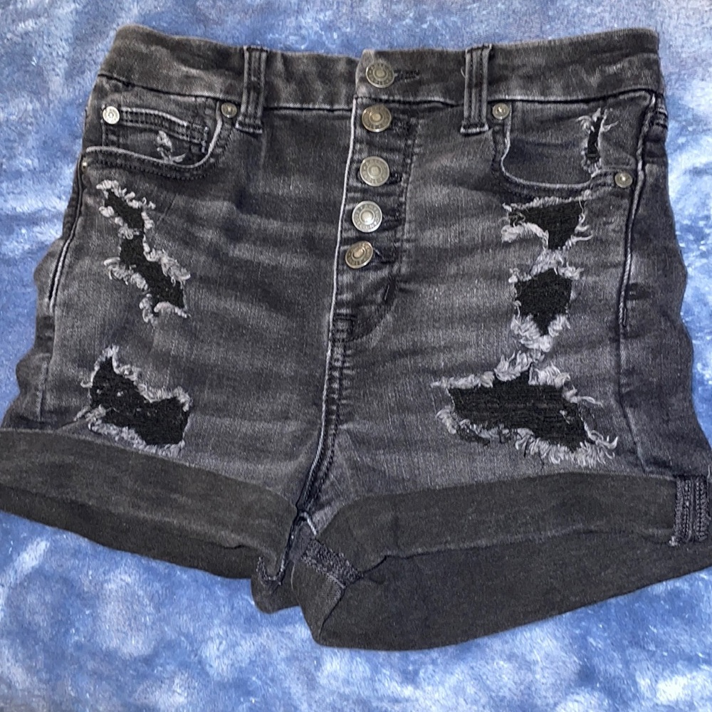 American Eagle Black High-Waisted Denim Shorts